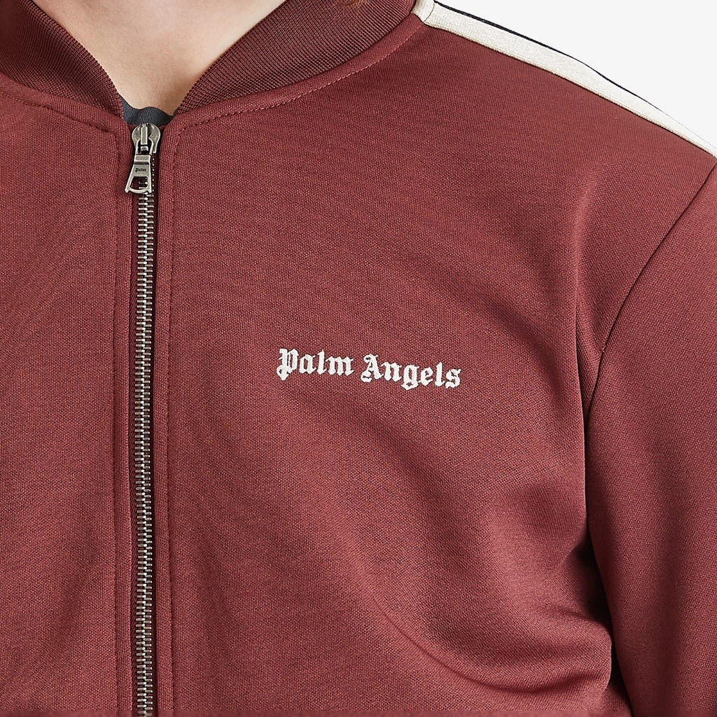 Palm Angels Men's Logo Bomber Track Jacket Burgundy